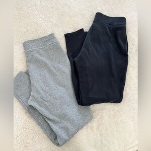 Lands' End 2 Pair Black and Gray Fleece Lined Pocketed Leggings M/Tall